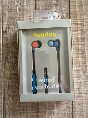 heyday Blue and Orange Wired Earbuds with Inline Controls 3.5mm Jack